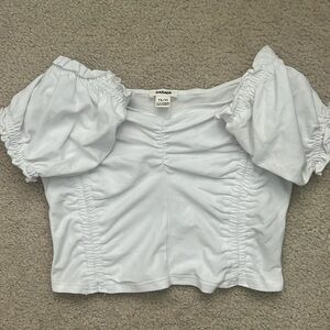 Garage size XS white scrunched shirt